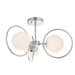 Semi Flush Ceiling Light Chrome Plate & Opal Glass 3 x 3W LED G9 Dimmable Loops