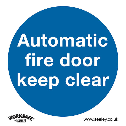 1x AUTOMATIC FIRE DOOR KEEP CLEAR Safety Sign - Self Adhesive 80 x 80mm Sticker Loops
