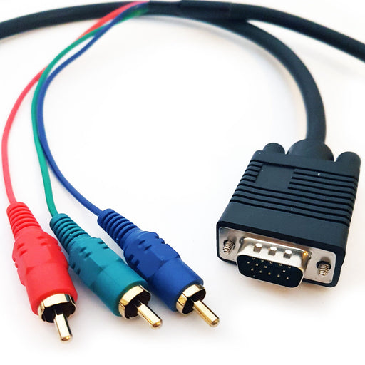 0.2m VGA Male to 3 RCA RGB Component Plug Cable YpbPr PC Laptop Video Patch Lead Loops