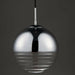 Hanging Ceiling Pendant Light CHROME & RIBBED GLASS Sphere Ball Lamp Bulb Holder Loops