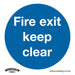 10x FIRE EXIT KEEP CLEAR Health & Safety Sign Self Adhesive 200 x 200mm Sticker Loops