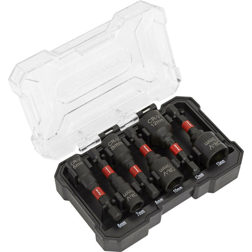 6 Piece Impact Grade Nut Driver Set - 1/4" Hex Drive - Forged Steel - Case Loops