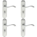 4x PAIR Curved Handle on Chamfered Bathroom Backplate 180 x 40mm Satin Chrome Loops