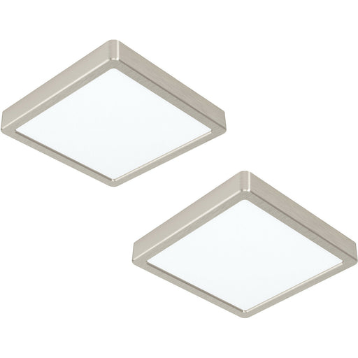 2 PACK Ceiling Light Satin Nickel 210mm Square Surface Mounted 16.5W LED 3000K Loops