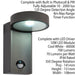 IP44 Outdoor Anthracite Wall Light PIR Motion Sensor & Photocell 10W Cool White Loops