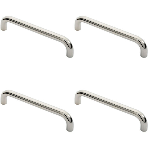 4x Round D Bar Pull Handle 325 x 25mm 300mm Fixing Centres Bright Steel Loops
