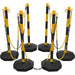 25m Post & Chain Kit - High Vis Black & Yellow - 6 x Posts - Safety Barrier Loops