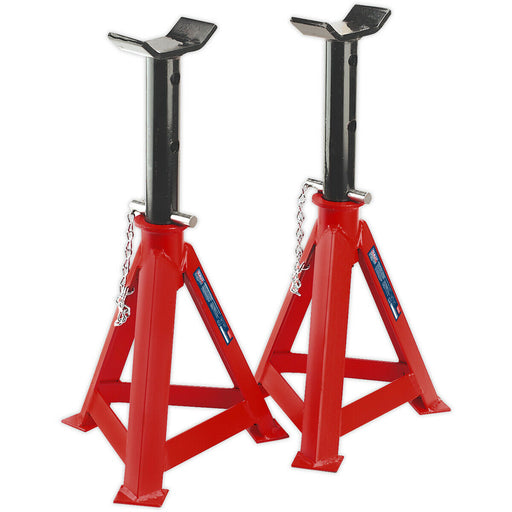 PAIR 10 Tonne Axle Stands - Full Width Crutch - 495mm to 735mm Working Height Loops