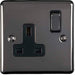 5 PACK 1 Gang Single UK Plug Socket BLACK NICKEL 13A Switched Power Outlet Loops