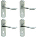 4x PAIR Curved Lever on Sculpted Edge Backplate 180 x 48mm Satin/Polished Chrome Loops