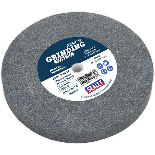 Bench Grinding Stone Wheel - 200 x 25mm - 16mm Bore - Grade A36Q - Coarse Loops