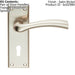 Chunky Curved Tapered Handle on Lock Backplate 150 x 50mm Satin Nickel Loops