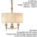 Avery Ceiling Pendant Chandelier Light 3 Lamp Antique Brass & Beige Round Shade Loops