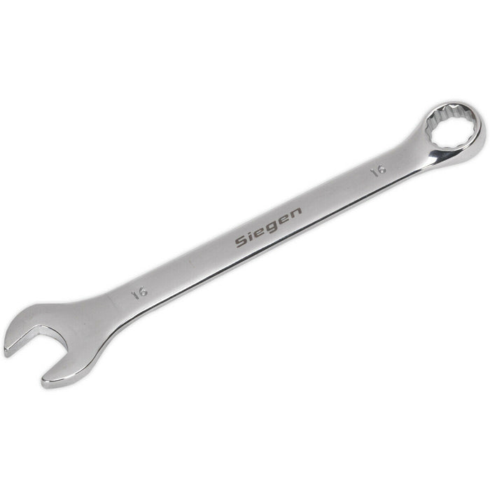 Hardened Steel Combination Spanner - 16mm - Polished Chrome Vanadium Wrench Loops