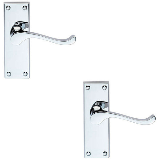 2x PAIR Victorian Scroll Handle on Latch Backplate 120 x 41mm Polished Chrome Loops