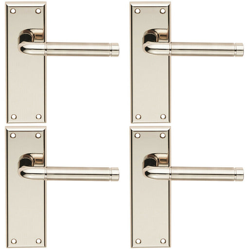 4x PAIR Round Bar Handle on Latch Backplate 150 x 50mm Polished & Satin Nickel Loops