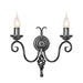 Twin Wall Light Medieval Feel Soft Cuerving Arms Swirl Finial Black LED E14 60W Loops