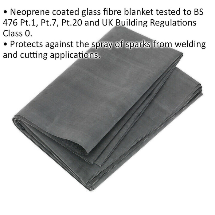 Spark Proof Welding Blanket - 1800mm x 1300mm - Neoprene Coated Protective Cover Loops