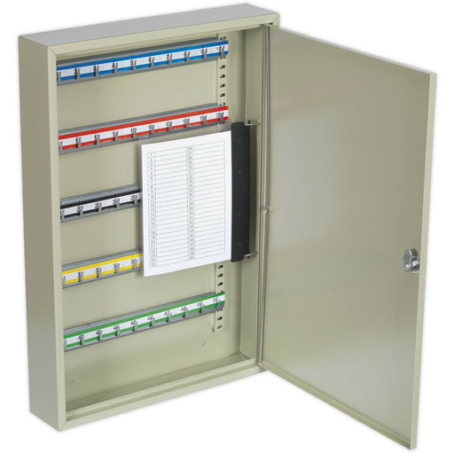 Wall Mounted Locking Key Cabinet Safe - 50 Key Capacity - 375 x 550 x 80mm Loops