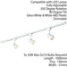 1m Adjustable Ceiling Track Spotlight Kit Gloss White 3x GU10 Downlight Rail Loops