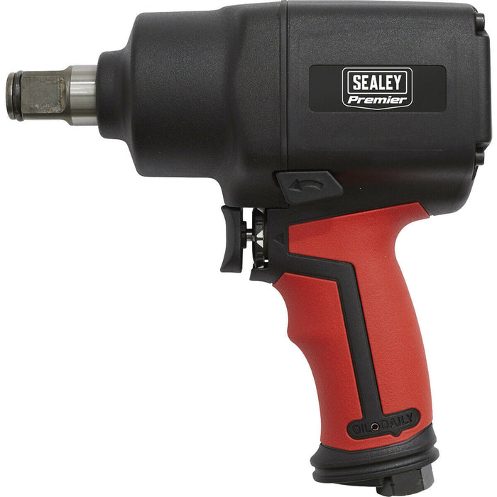 Compact Air Impact Wrench - 3/4 Inch Sq Drive - Twin Hammer - 3-Speed Selector Loops