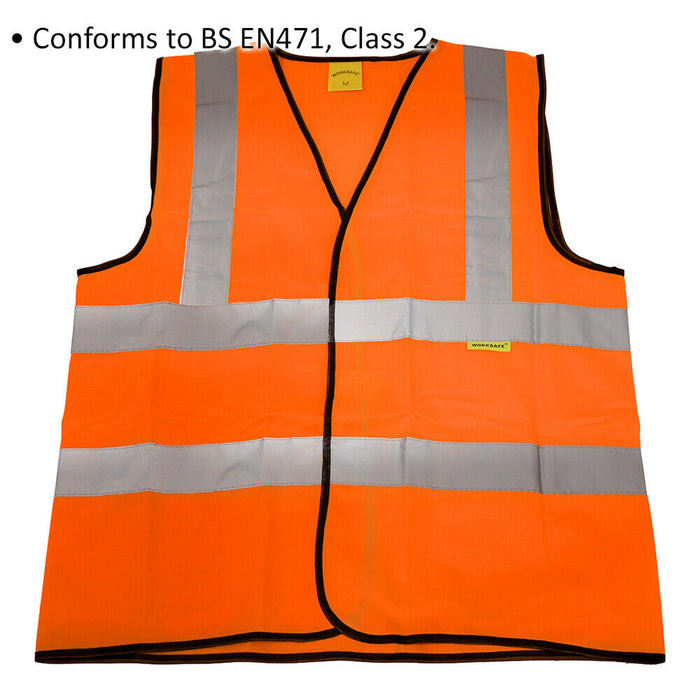MEDIUM Orange Hi Vis Waistcoat – Work Site Road Builder Contractor – Safety Wear Loops