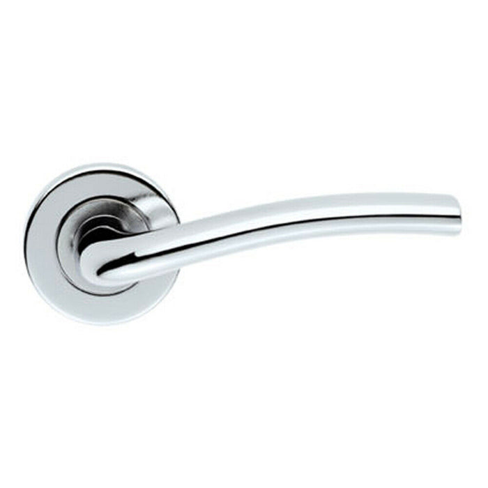 4x PAIR Raised Lever with Smooth Edges Concealed Fix Round Rose Polished Chrome Loops