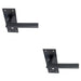 2x PAIR Straight Bar Handle on Slim Lock Backplate 150 x 50mm Matt Bronze Loops