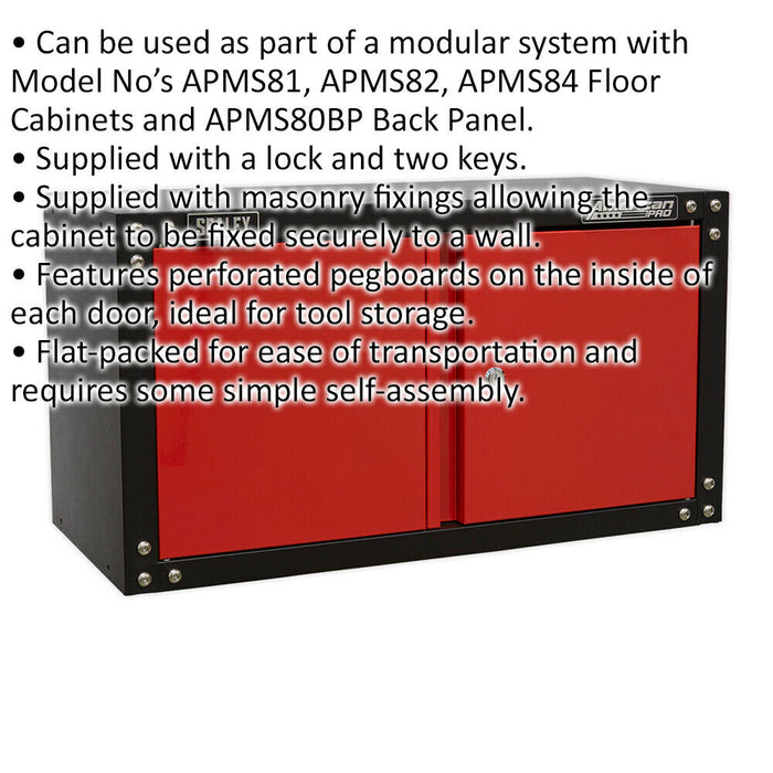 Modular 2 Door Wall Cabinet - 665 x 305 x 360mm - Locking Storage System Loops