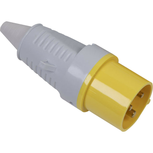 110V Yellow 2P+E Plug - Industrial 16A 2P+E Site Plug Connector - IP44 Rated Loops