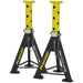 PAIR 6 Tonne Heavy Duty Axle Stands - 369mm to 571mm Adjustable Height - Yellow Loops