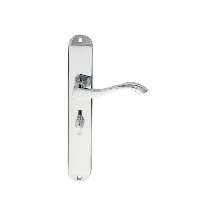 2x PAIR Curved Lever on Long Slim Bathroom Backplate 241 x 40mm Polished Chrome Loops