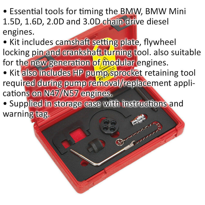 Diesel Engine Timing Tool Kit - CHAIN DRIVE - For BMW & MINI 1.5D 1.6D 2.0D 3.0D Loops