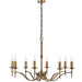 Avery Ceiling Pendant Chandelier Light 8 Lamp Antique Brass Curved Candelabra Loops