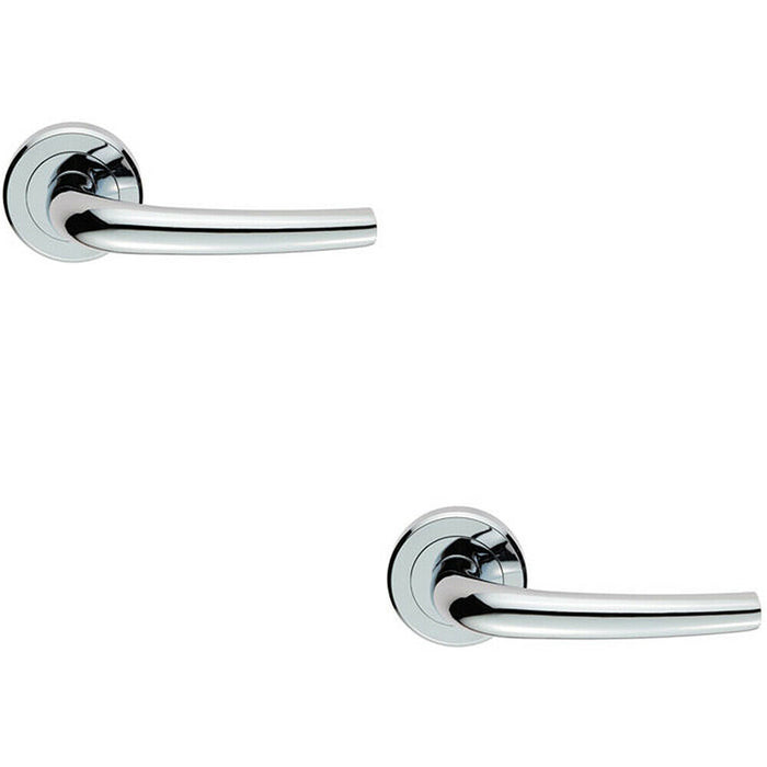 2x PAIR Curved Rounded Bar Handle Concealed Fix Round Rose Polished Chrome Loops
