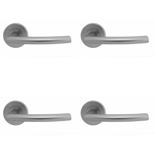 4x PAIR Oval Shaped Curved Bar Handle Concealed Fix Round Rose Satin Chrome Loops