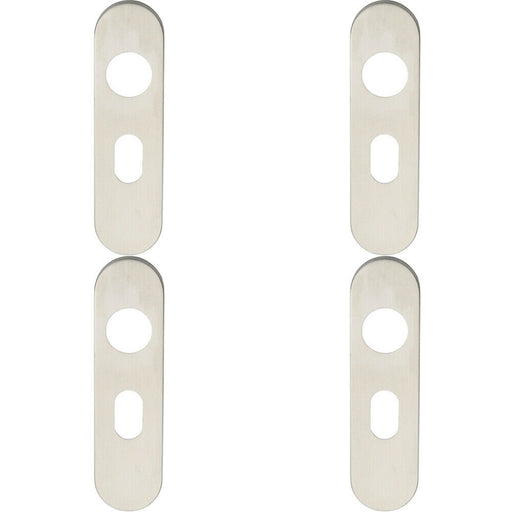 4x PAIR Radius UK Oval Cylinder Plate Cover 170 x 45 x 8mm Satin Steel Loops