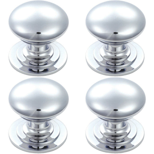 4x Victorian Round Cupboard Door Knob 50mm Dia Polished Chrome Cabinet Handle Loops