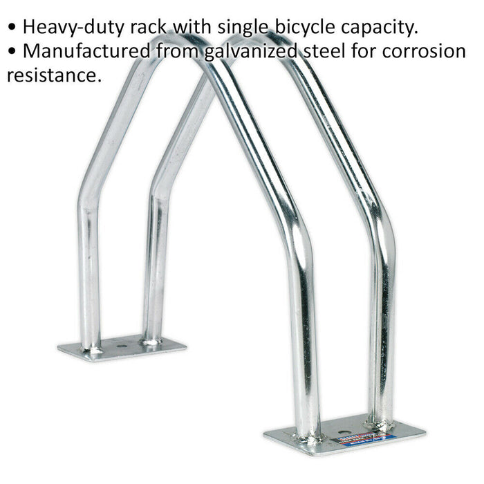 Heavy Duty Bicycle Rack - Single Bike Capacity - Galvanized Steel Construction Loops