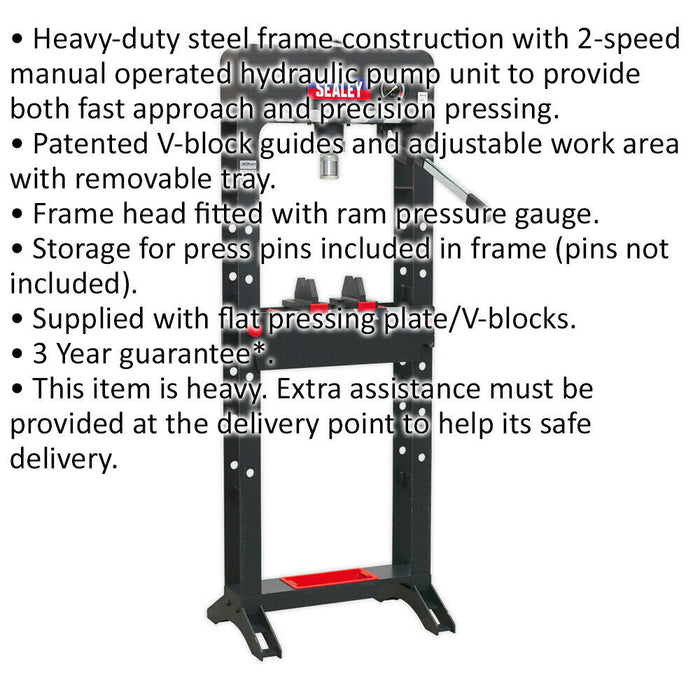 PREMIUM 30 Tonne Hydraulic Press - Heavy Duty Steel Frame - Floor Type Loops