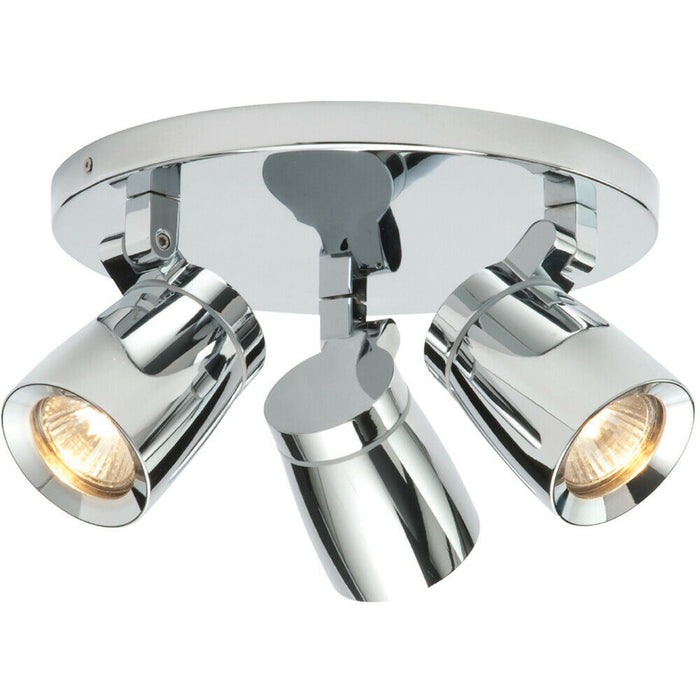 IP44 Bathroom Ceiling Spotlight Chrome Plate Triple Adjustable Round Oval Lamp Loops