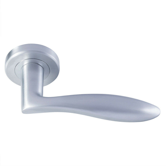 PAIR Smooth Ergonomic Handle on Round Rose Concealed Fix Satin Chrome Loops