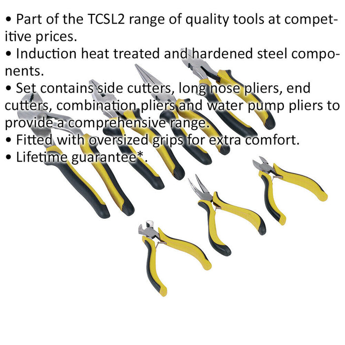 7 Piece Pliers Set - Hardened Steel Components - Oversized Comfort Grip Loops