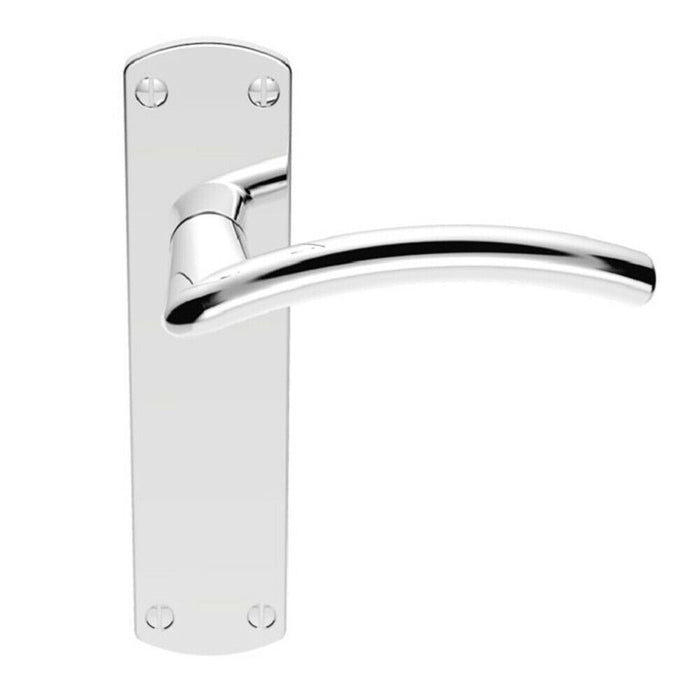 Arched Lever on Latch Backplate Door Handle 170 x 42mm Polished Chrome Loops