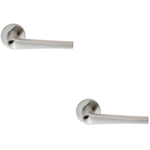 2x PAIR Straight Flat Topped Bar Handle on Round Rose Concealed Fix Satin Steel Loops