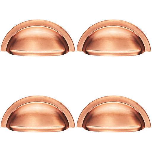 4x Cabinet Cup Pull Handle 91 x 45mm 76mm Fixing Centres Satin Copper Loops