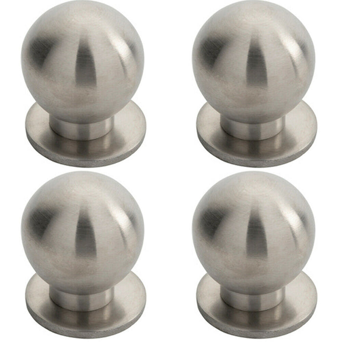 4x Small Solid Ball Cupboard Door Knob 30mm Dia Stainless Steel Cabinet Handle Loops