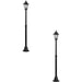 2 PACK IP44 Outdoor Bollard Light Black & Silver Lantern 2000mm Post 60W E27 Loops