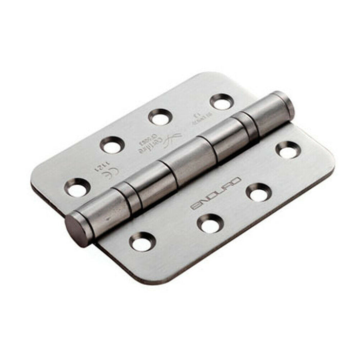 PAIR 102 x 76 x 3mm 13 Ball Bearing Hinge Satin Stainless Steel Rounded Edge Loops