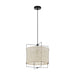 Hanging Ceiling Pendant Light Black & Linen Shade 1x 40W E27 Feature Lamp Loops